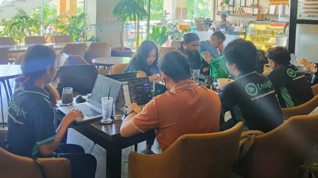 A visual representation of Ensight's core values: Expertise, Passion, Synergy, Integrity, and Trust.